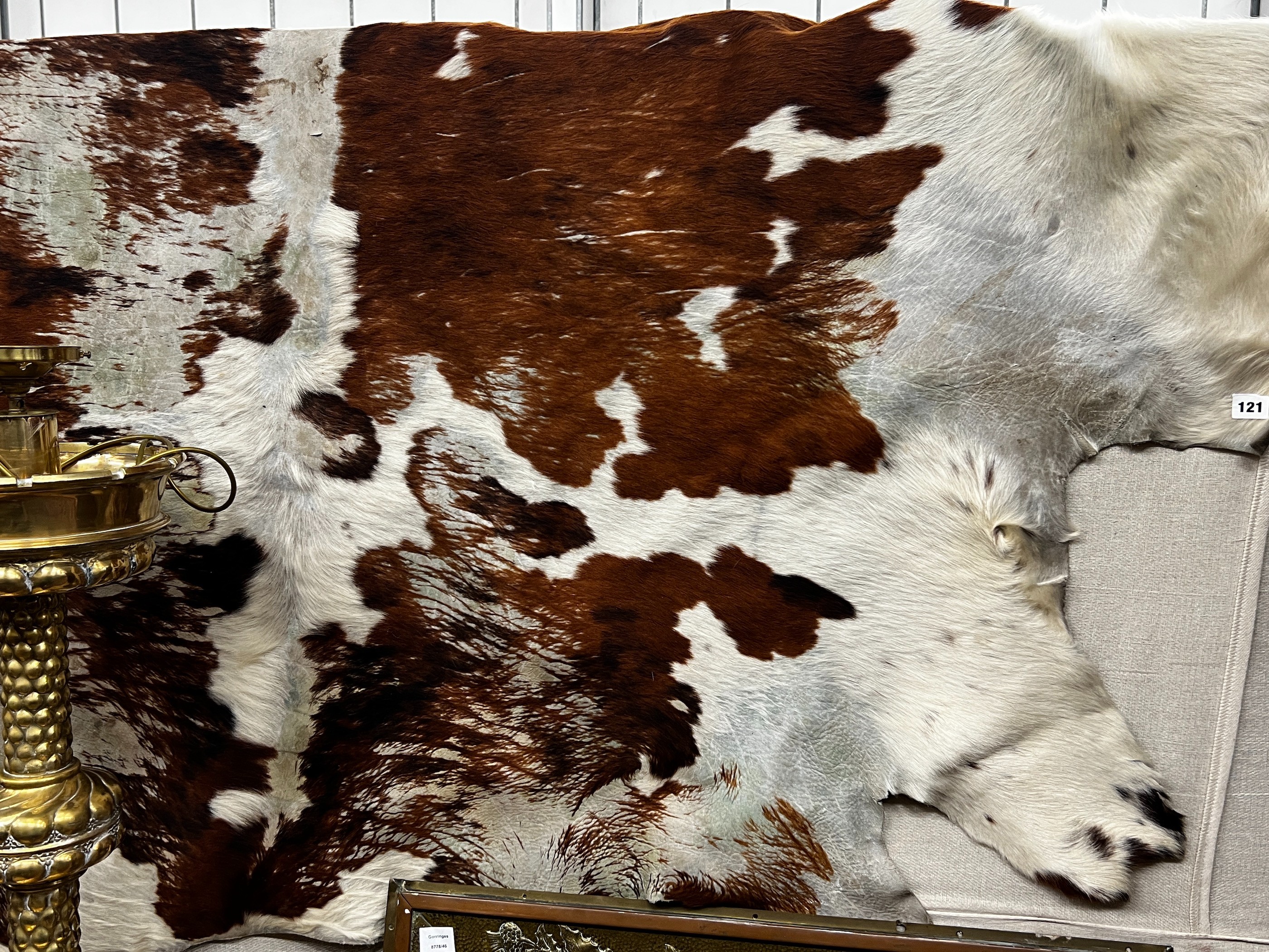 A cow hide rug, width 205cm